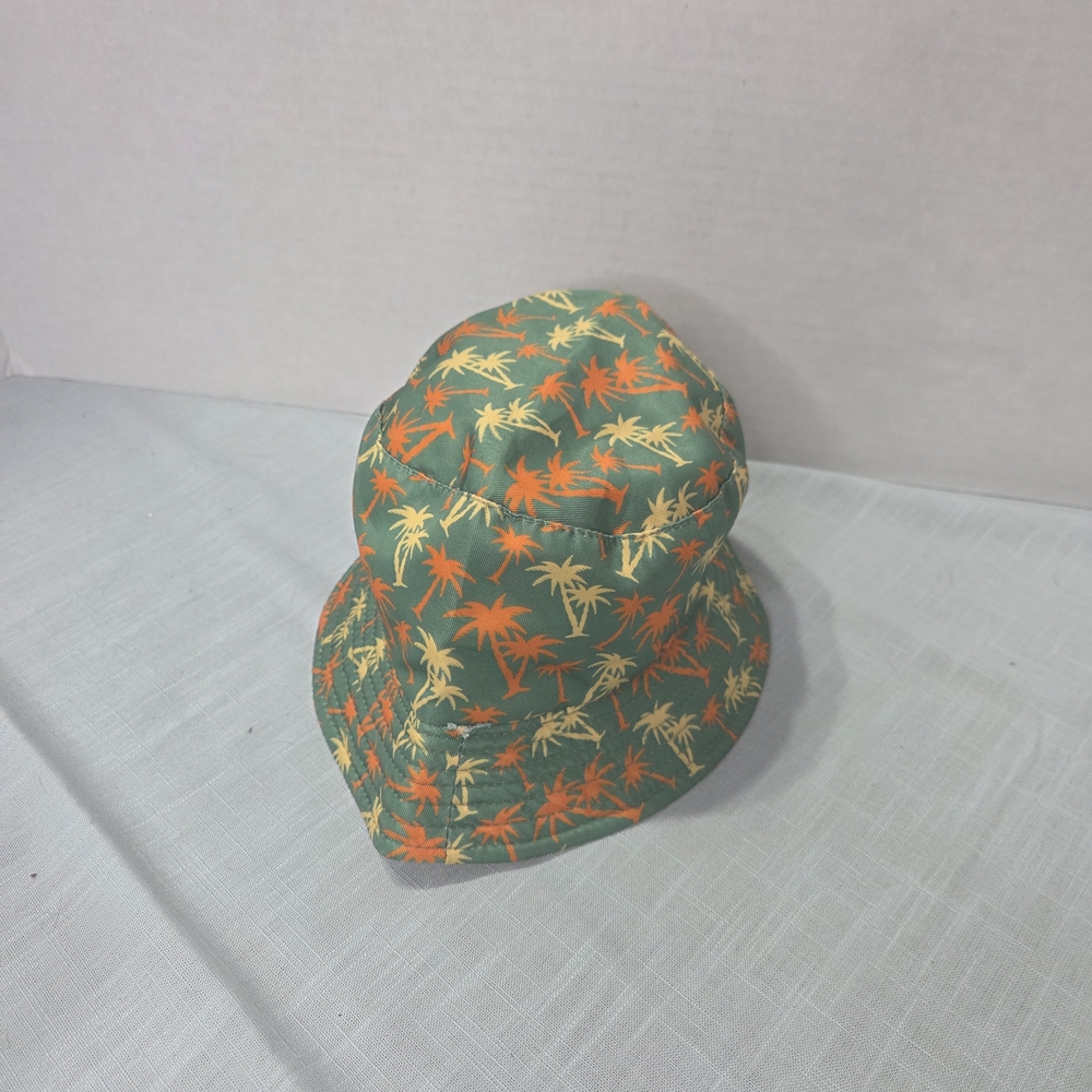Kids Green Bucket Hat with Orange and Cream Palm Trees